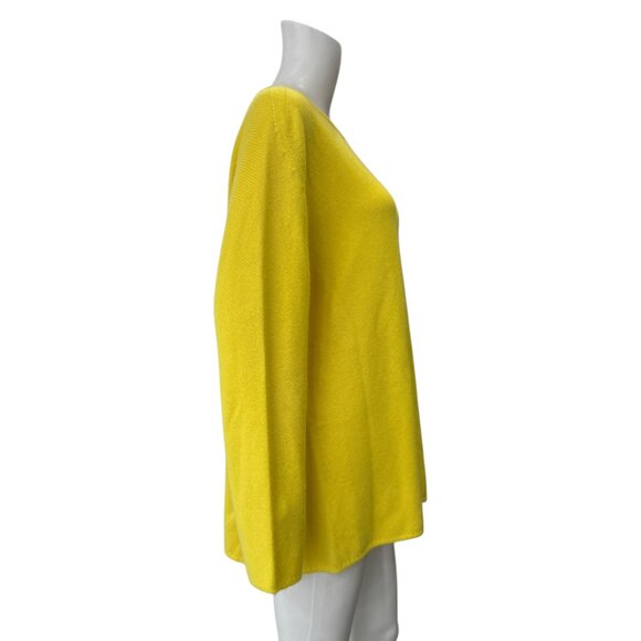 Shamask Yellow Knit Pullover Cashmere Sweater size 2/Large - Picture 3 of 7